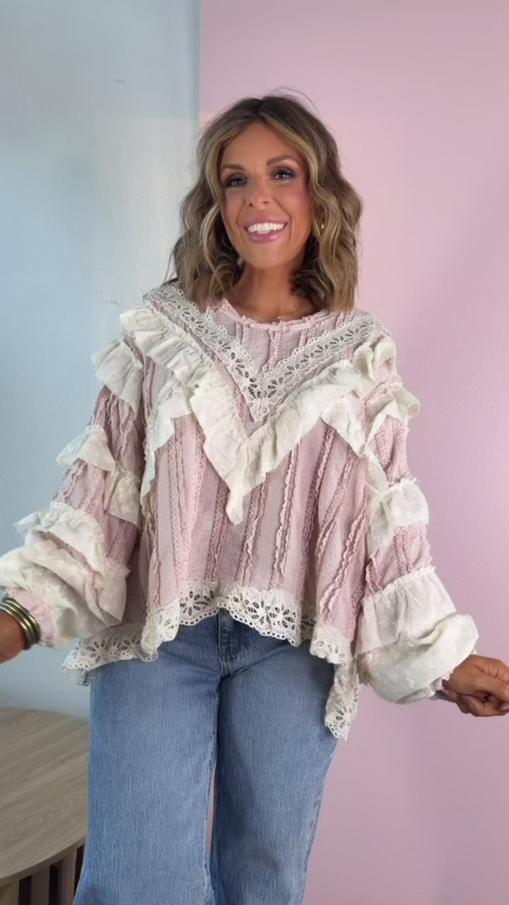 Strawberry Milk Ruffled Blouse, Soft Pink