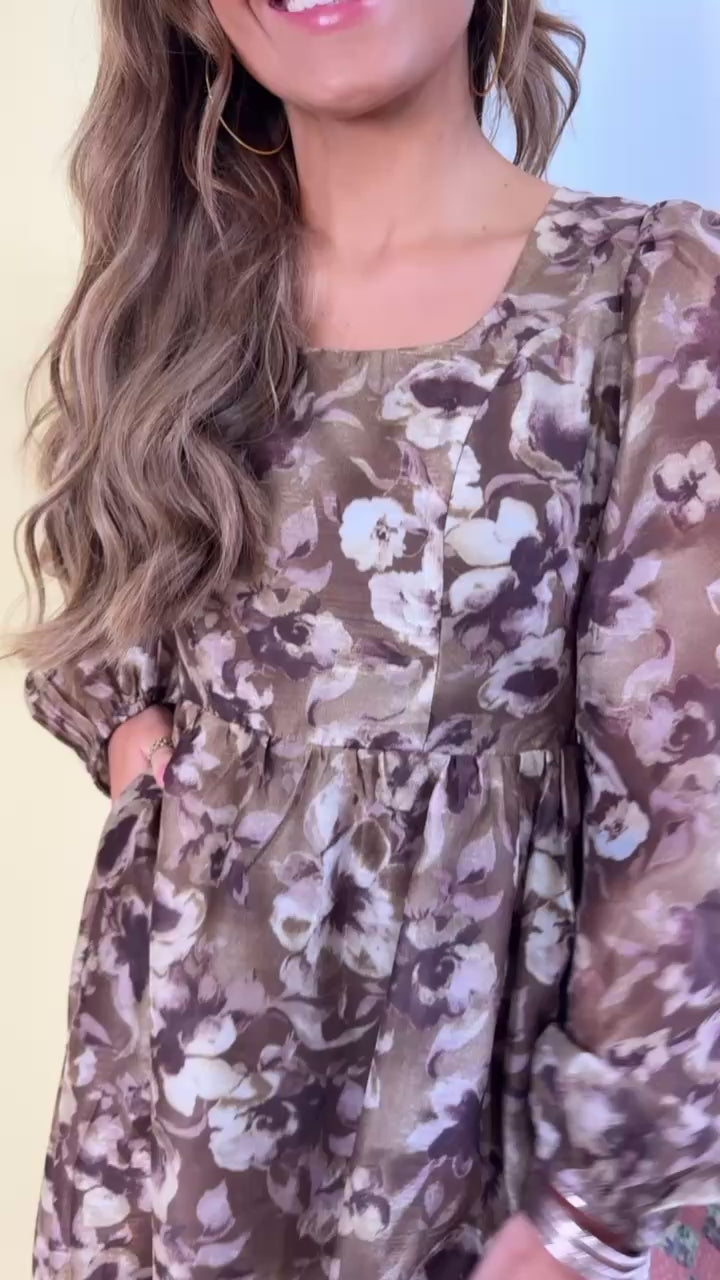 Larkspur Mini Dress, Olive Multi