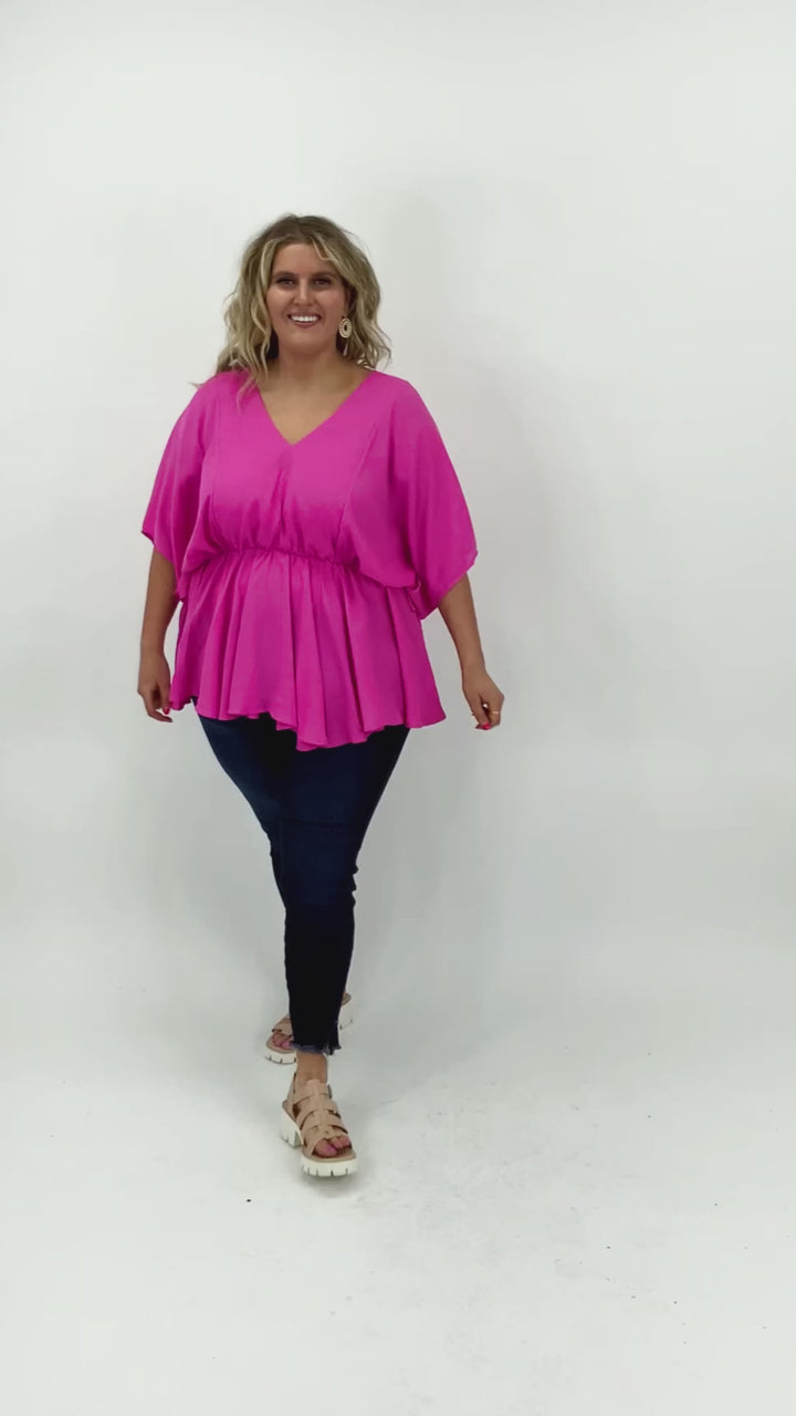 Round Of Applause Smocked Top, Hot Pink