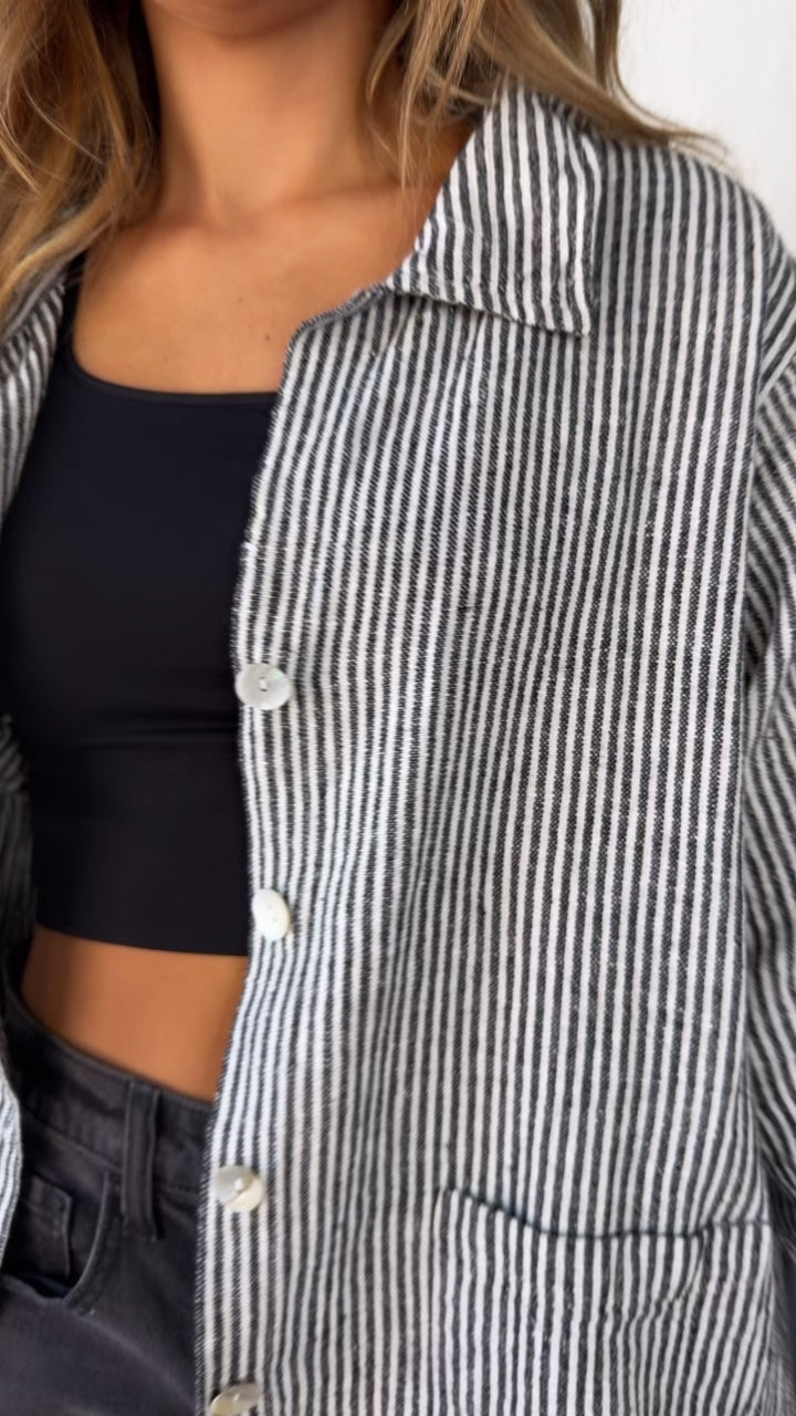 Angry Orchard Button Up Top, Black Multi