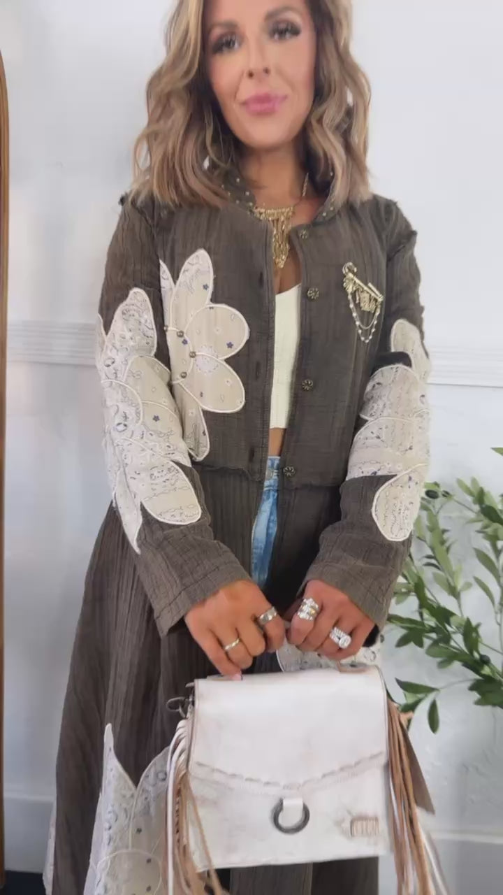 MoonShadow Oversized Duster Jacket, Distressed Brown