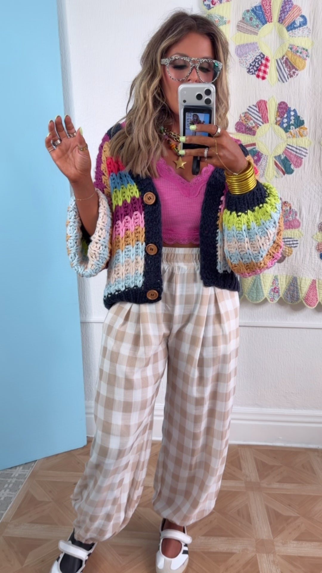 Cool Toned Knit Cardigan, Rainbow