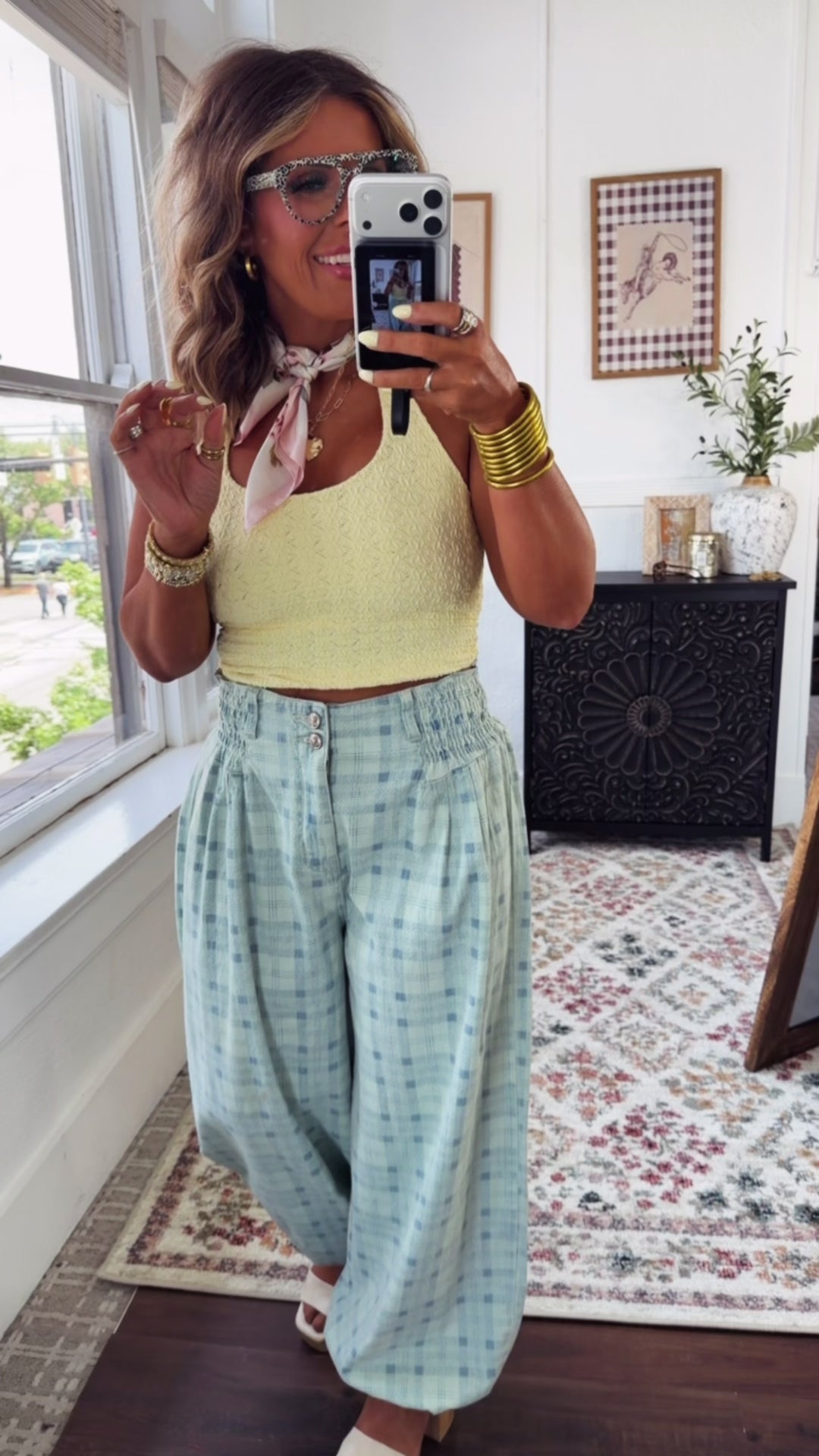 Open Air Plaid Pants, Blue Plaid