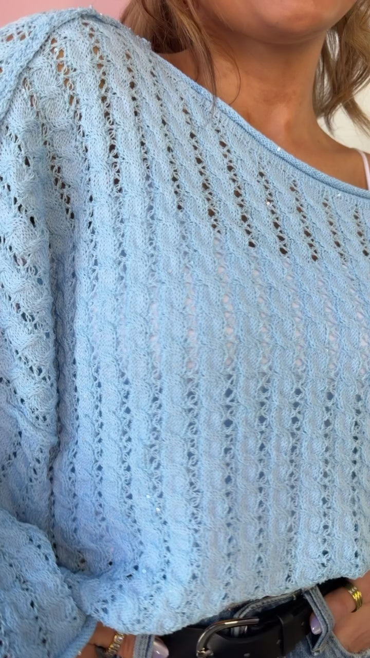 Luminous Sky Knit Sweater, Sky Blue