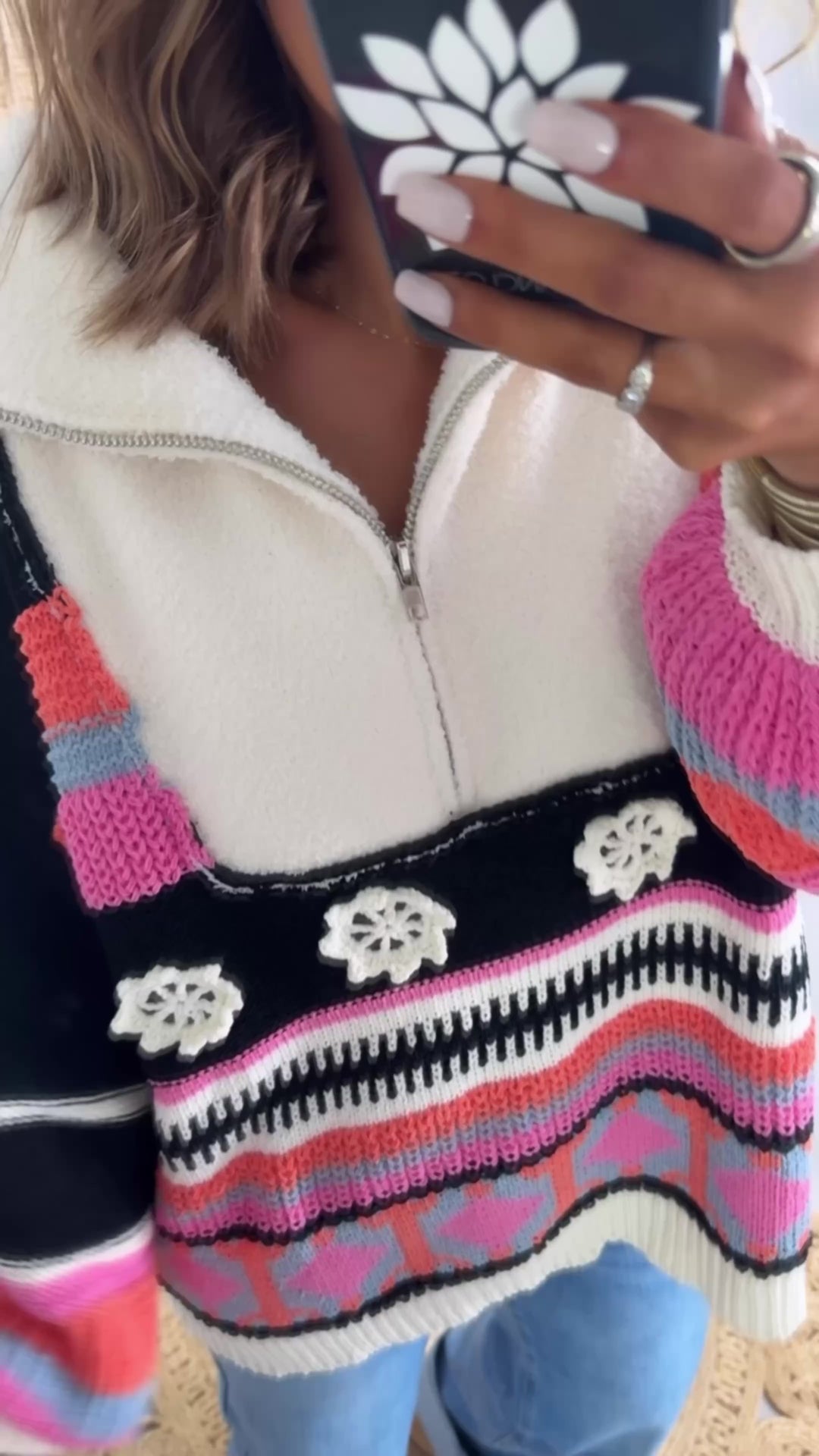 The Cabin Half Zip, Black Multi