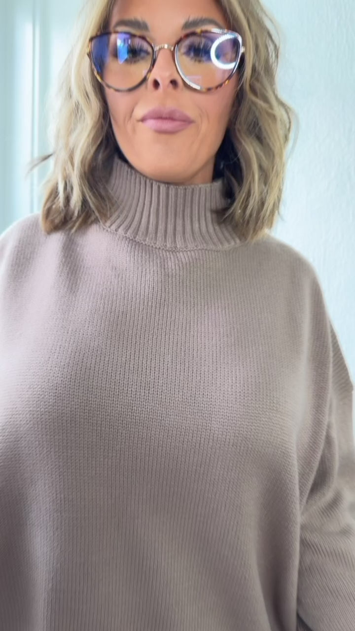 Soft Ember Mock Neck Sweater, Mocha