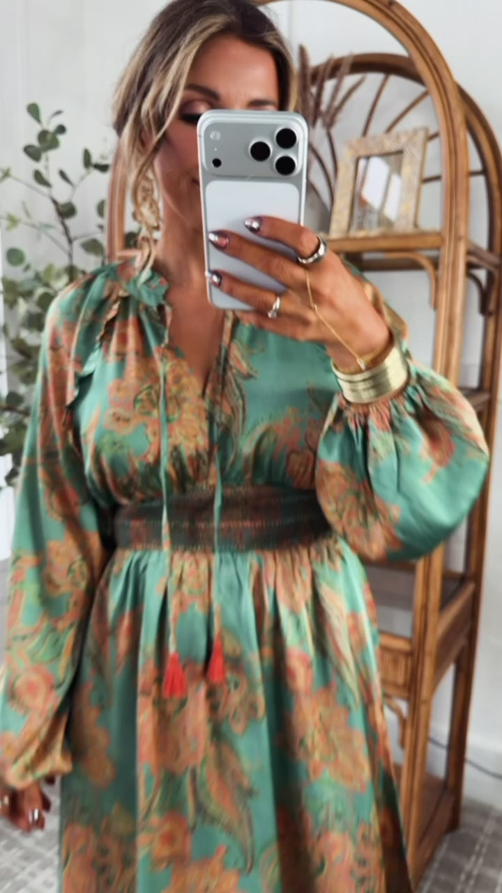 Maplevine Midi Dress, Emerald