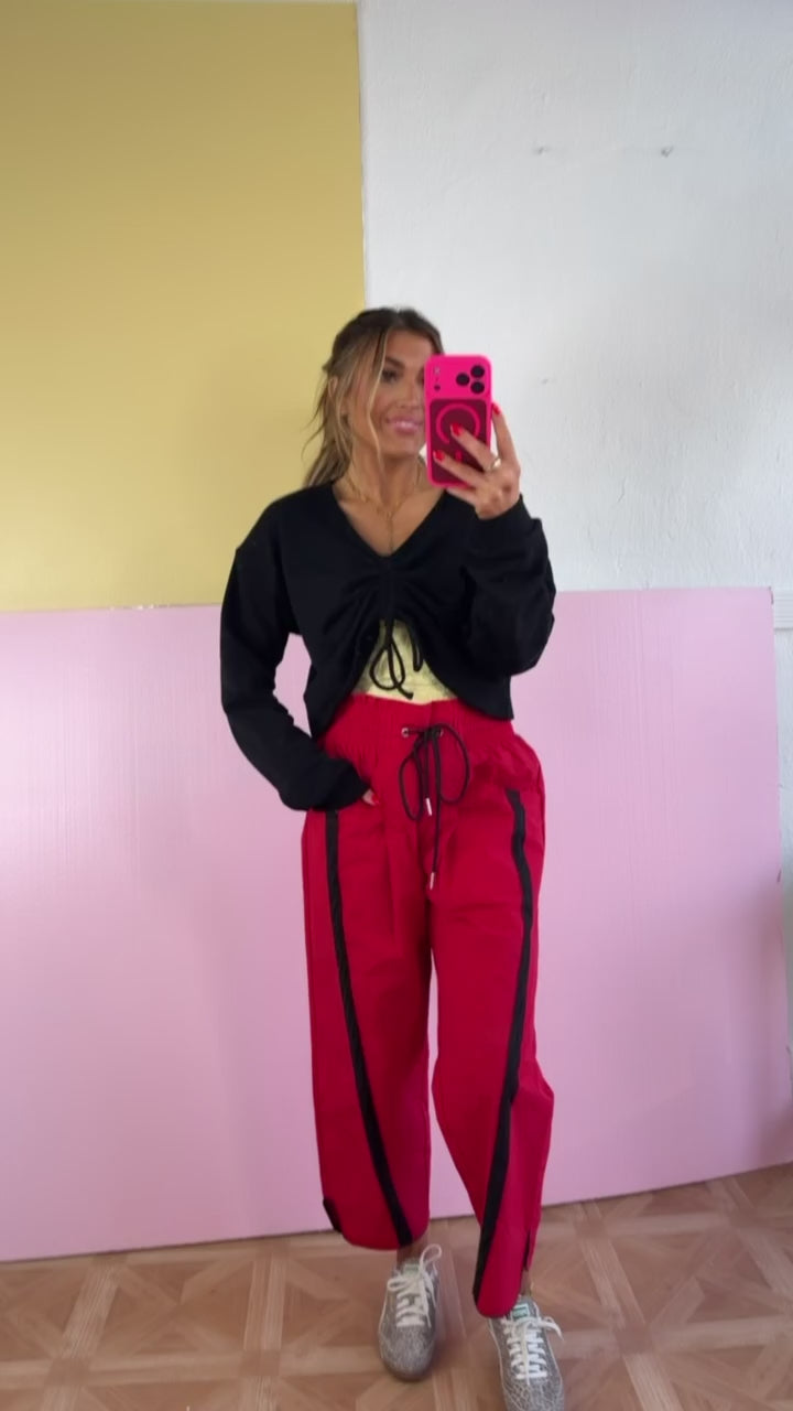 WindBreaker Contrasted Pant, Red/Black