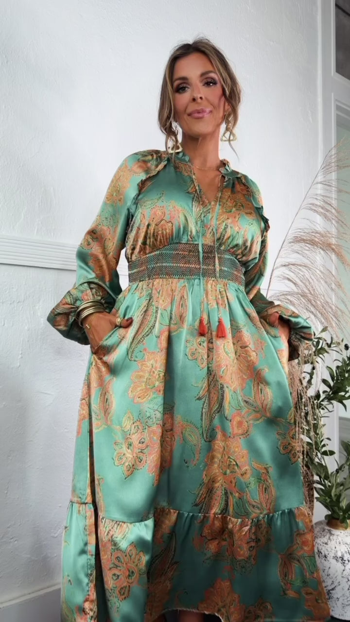 Maplevine Midi Dress, Emerald