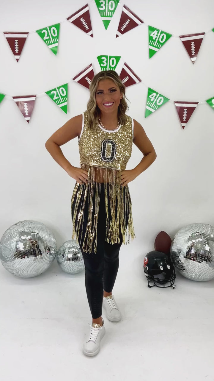 Shine For Gameday Sequin Tank, Gold