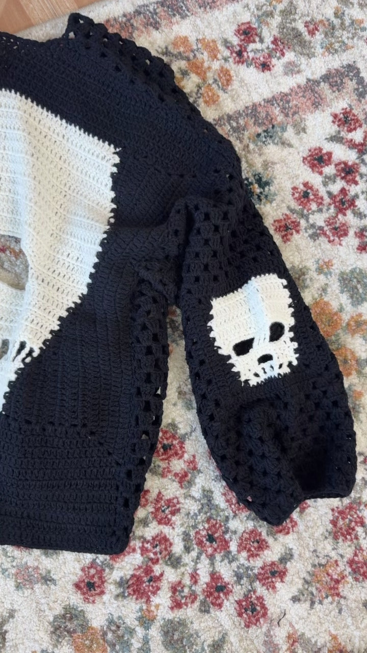 Dressed In Skulls Cardigan, Black