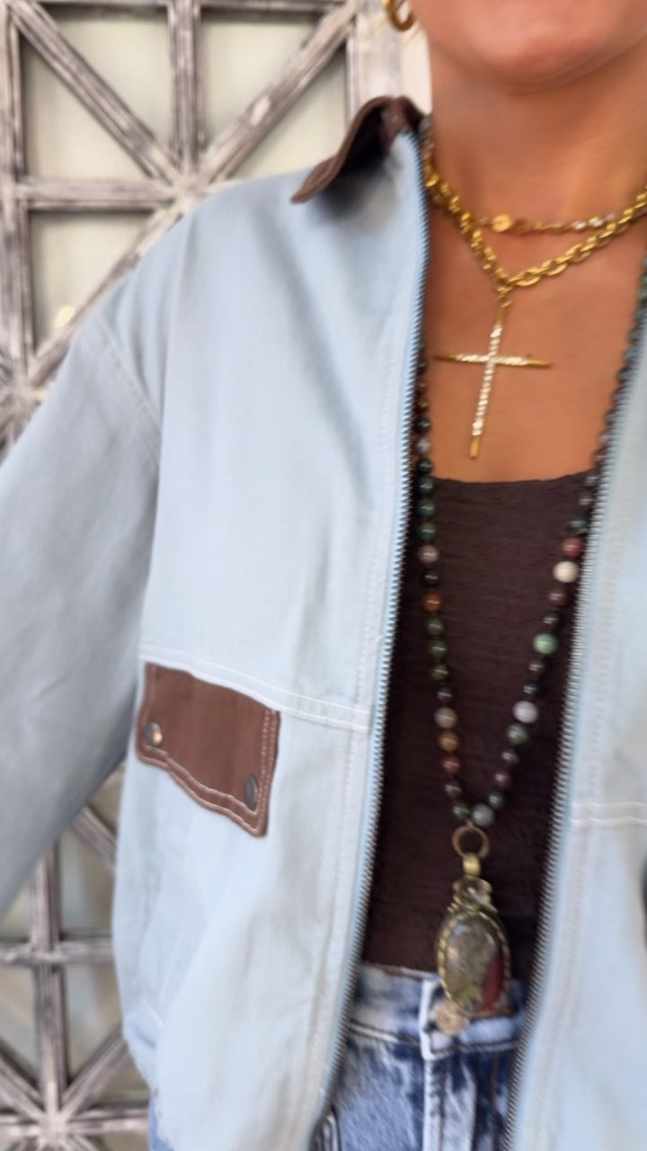 Miranda Utility Barn Jacket, Dusty Blue