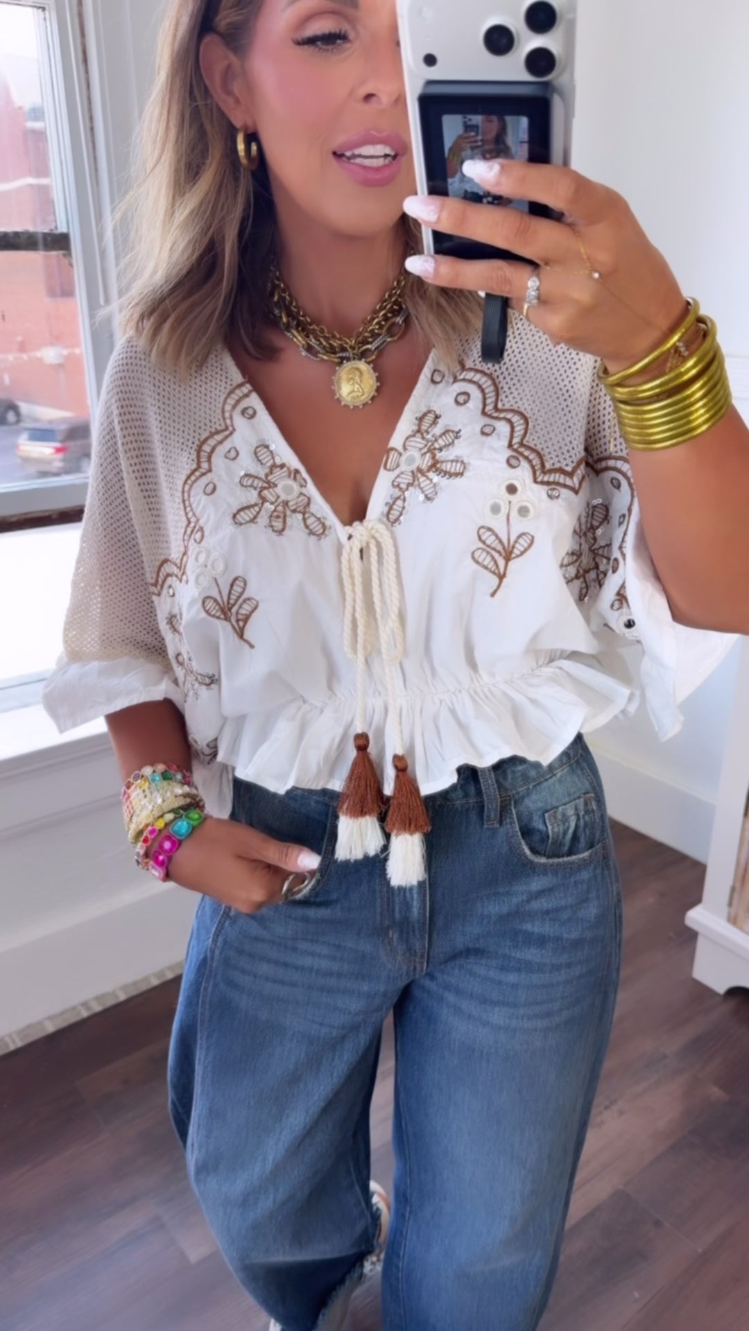 Dune Drift Cropped Blouse, Ivory