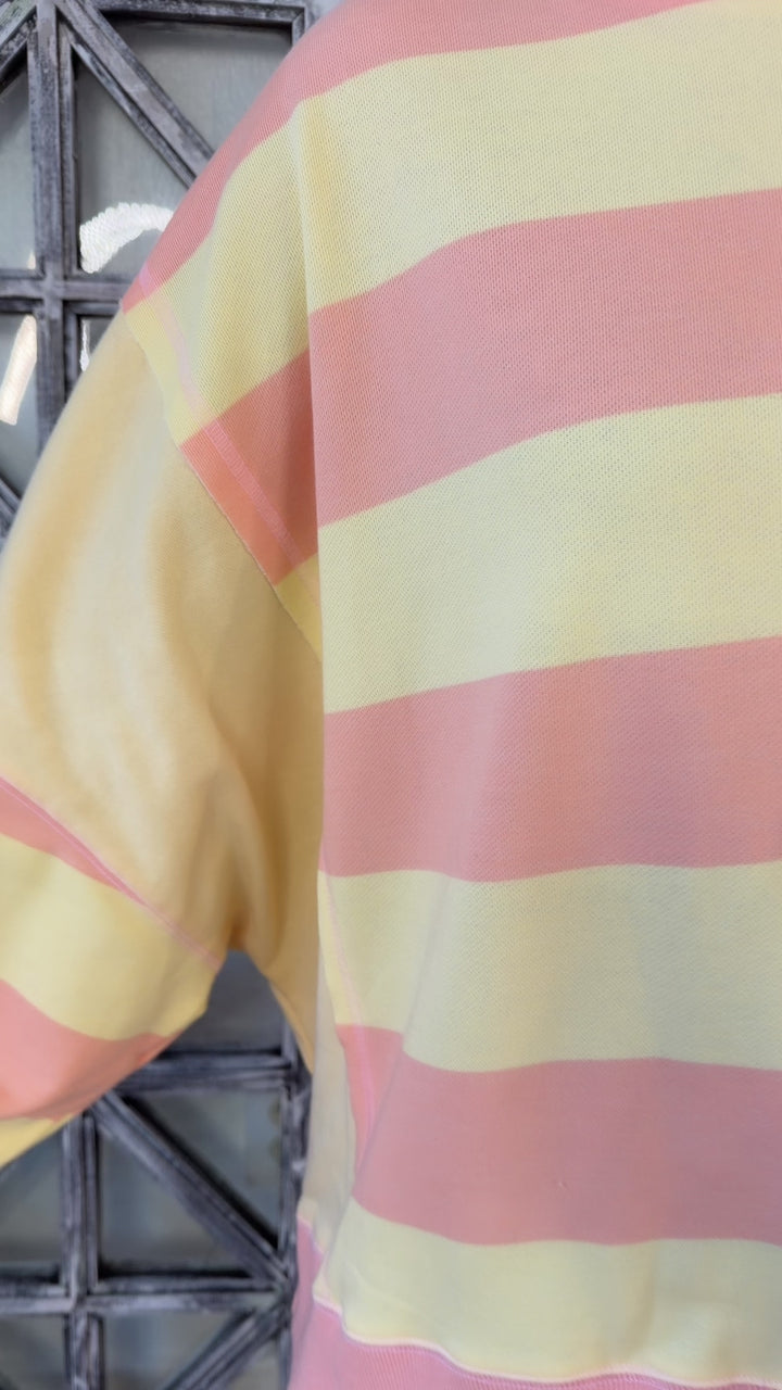 Solid Stripe Colorblock Sweatshirt, Peach/Yellow