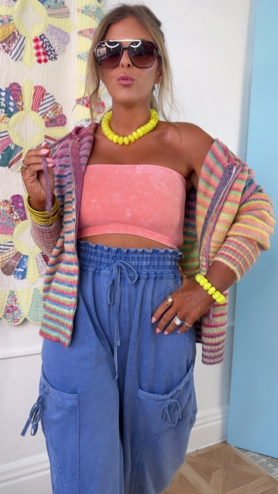 All I Ask Stripe Sweater, Sky/Purple