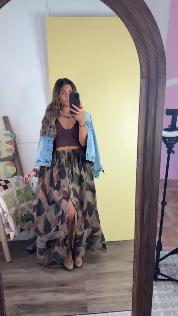 Harvest Fade Maxi Skirt, Olive