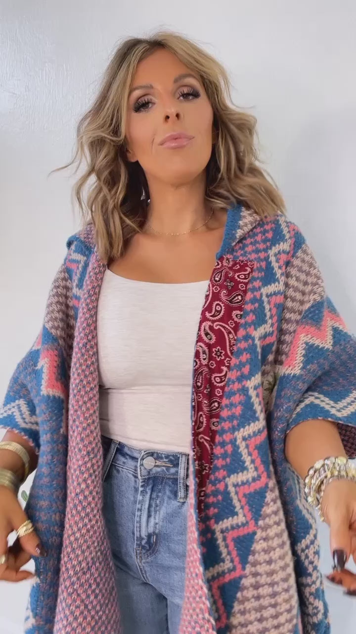 Sagebrush Knit Cardigan, Lapis Blue Multi