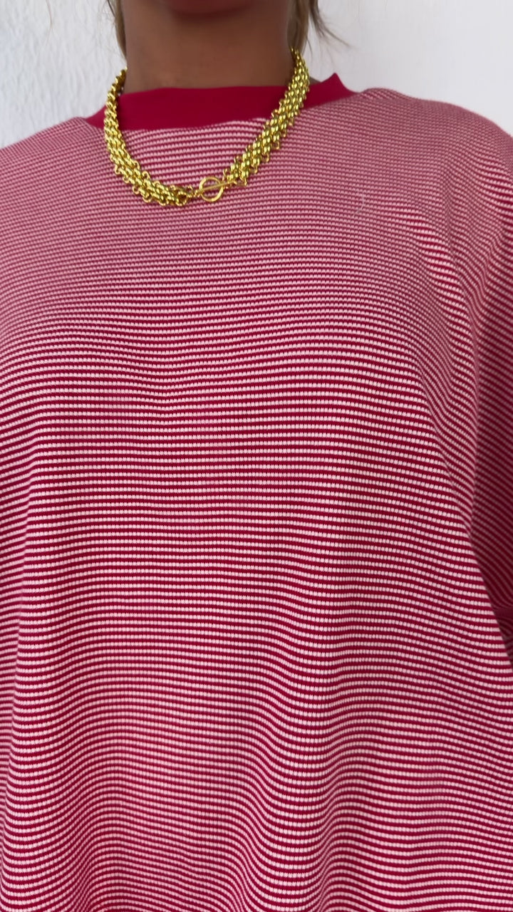 Comfy Stripe Shorts, Red