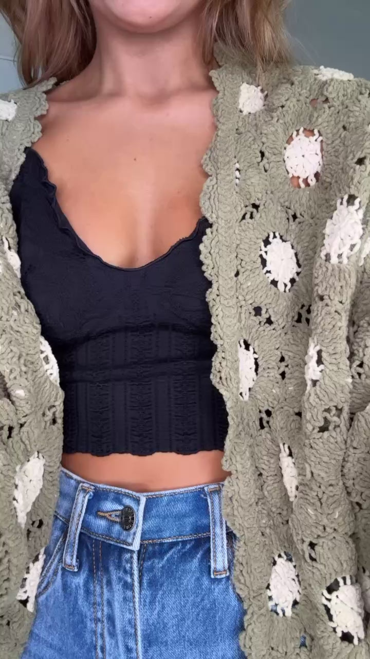 Harvest Drape Cardigan, Olive/Almond