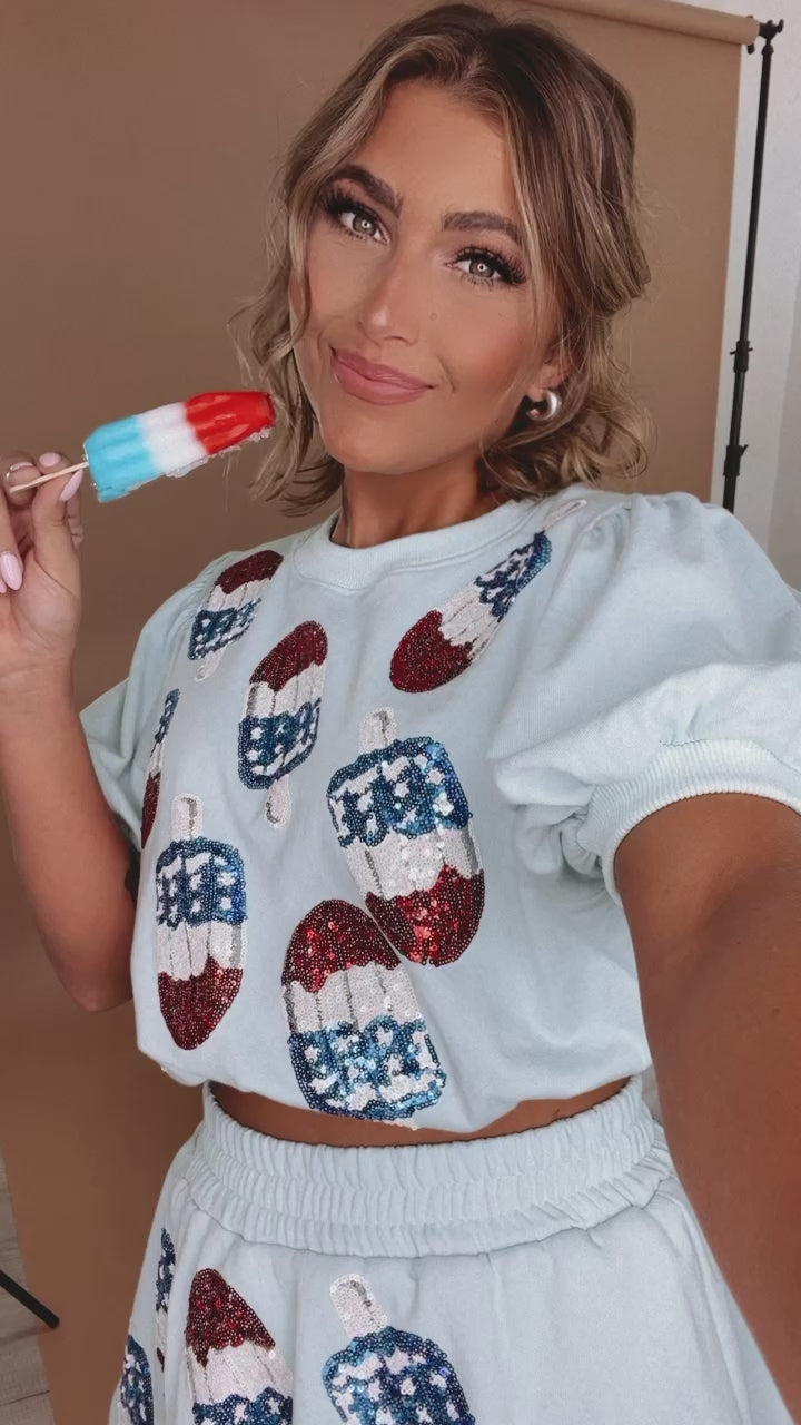 Fourth Of July Sequin Popsicle Set
