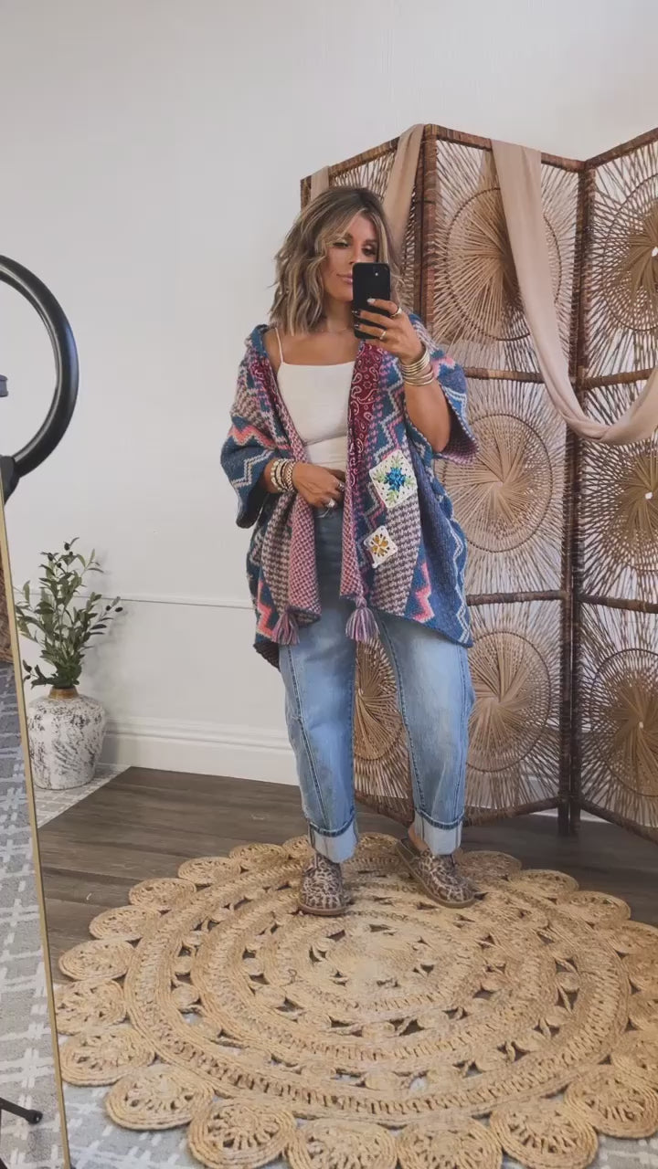 Sagebrush Knit Cardigan, Lapis Blue Multi