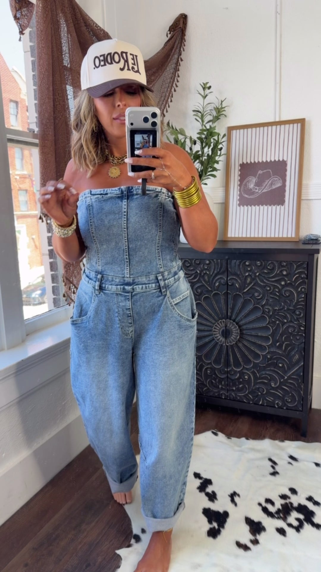 Washed Denim Overalls, Denim