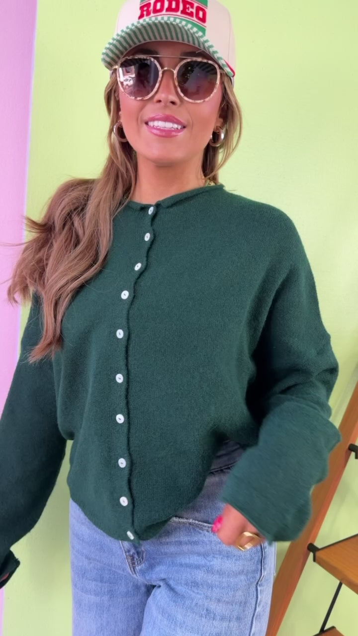 Penelope Knit Cardigan, Forest Green