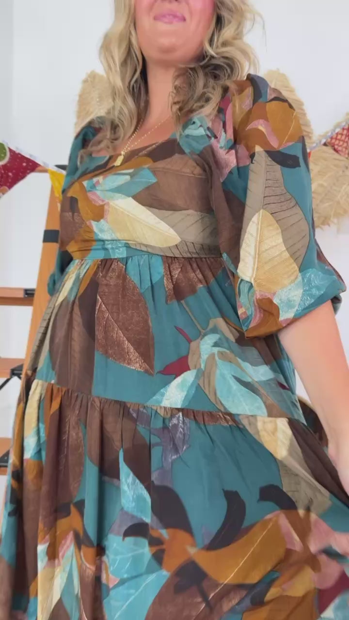 Dress To Impress Printed Maxi Dress, Teal