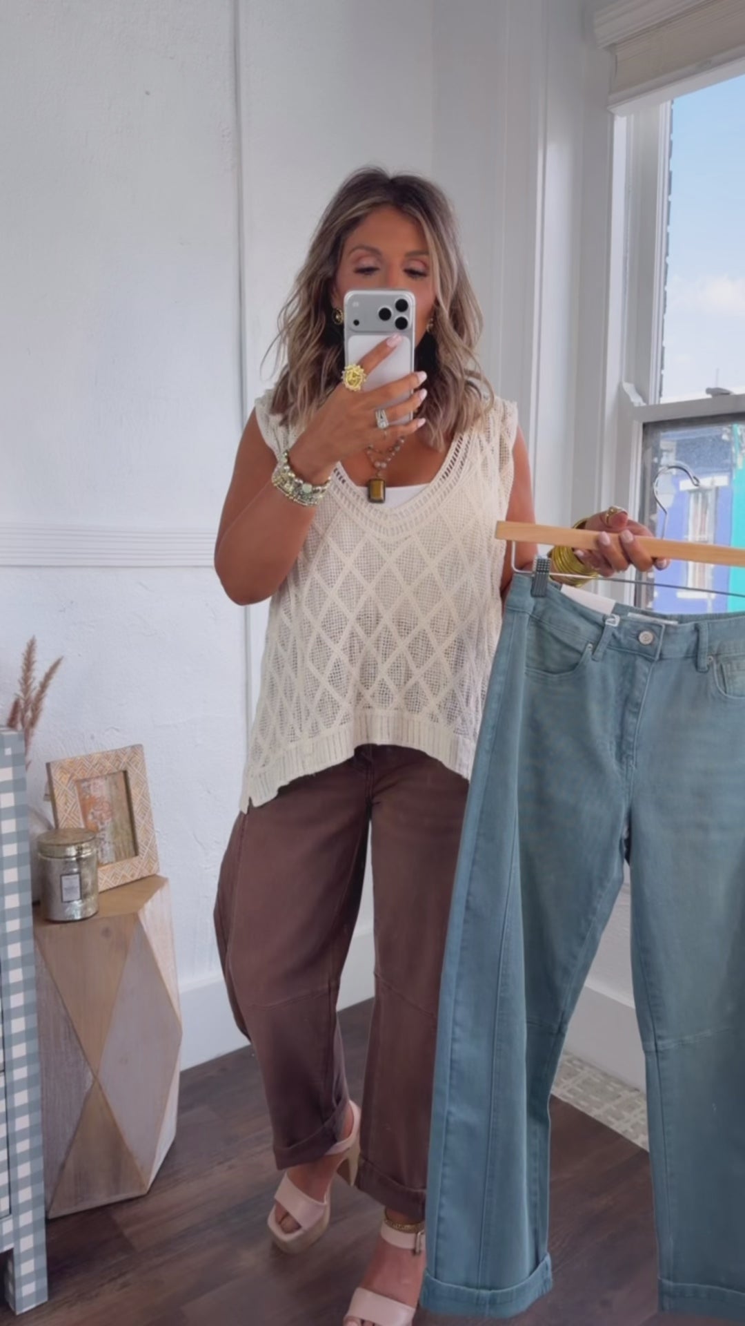Breezy Teal Barrel Jeans