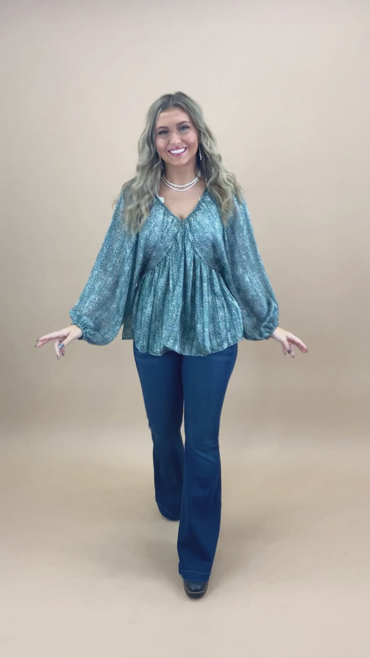 Uncommon Shimmer Blouse, Teal