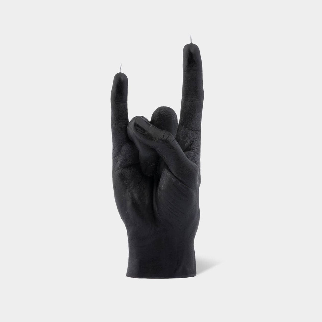 Hand Gesture Candle, Rock On Black