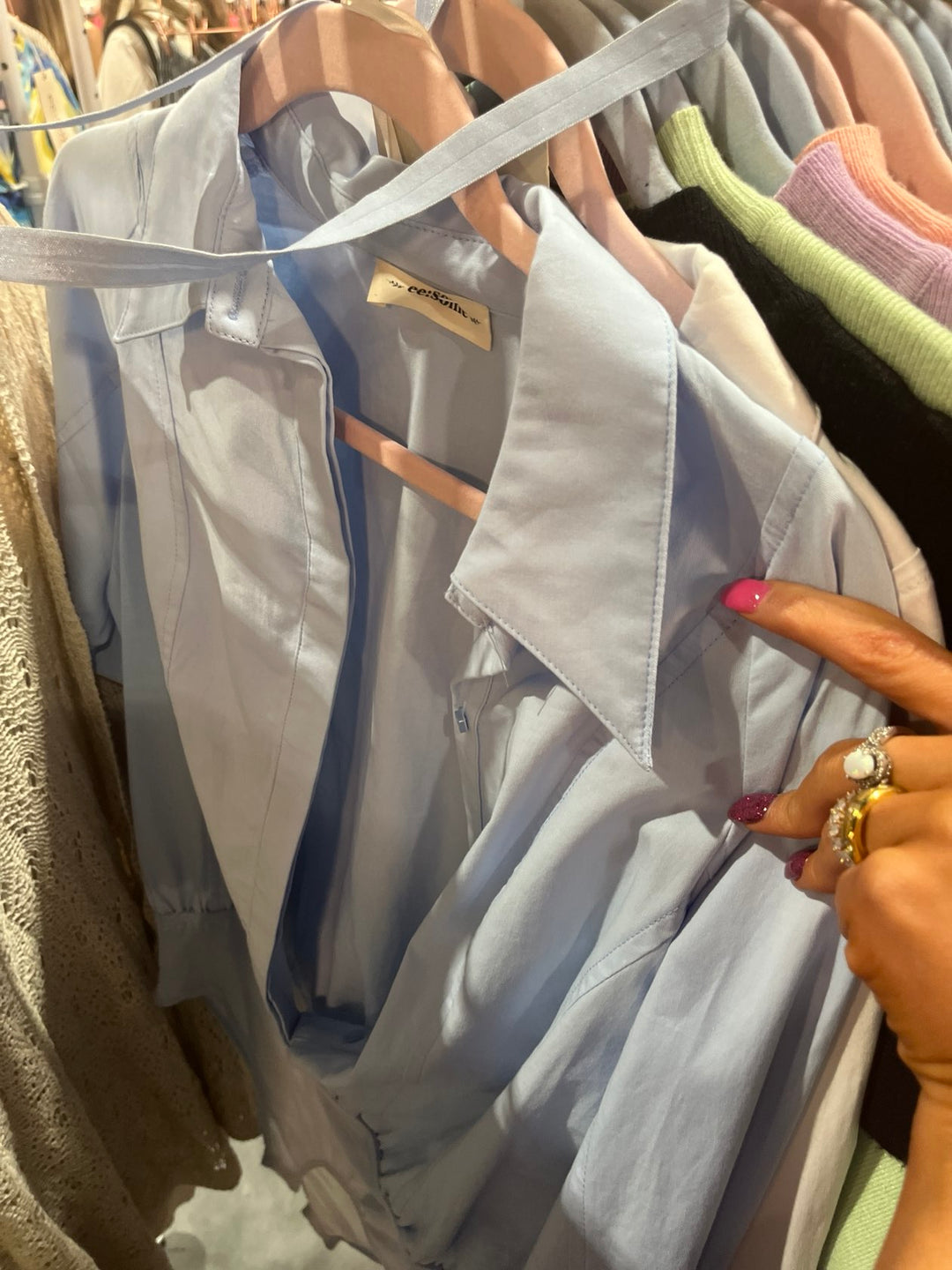 Lightweight Button Up Bodysuit, Blue