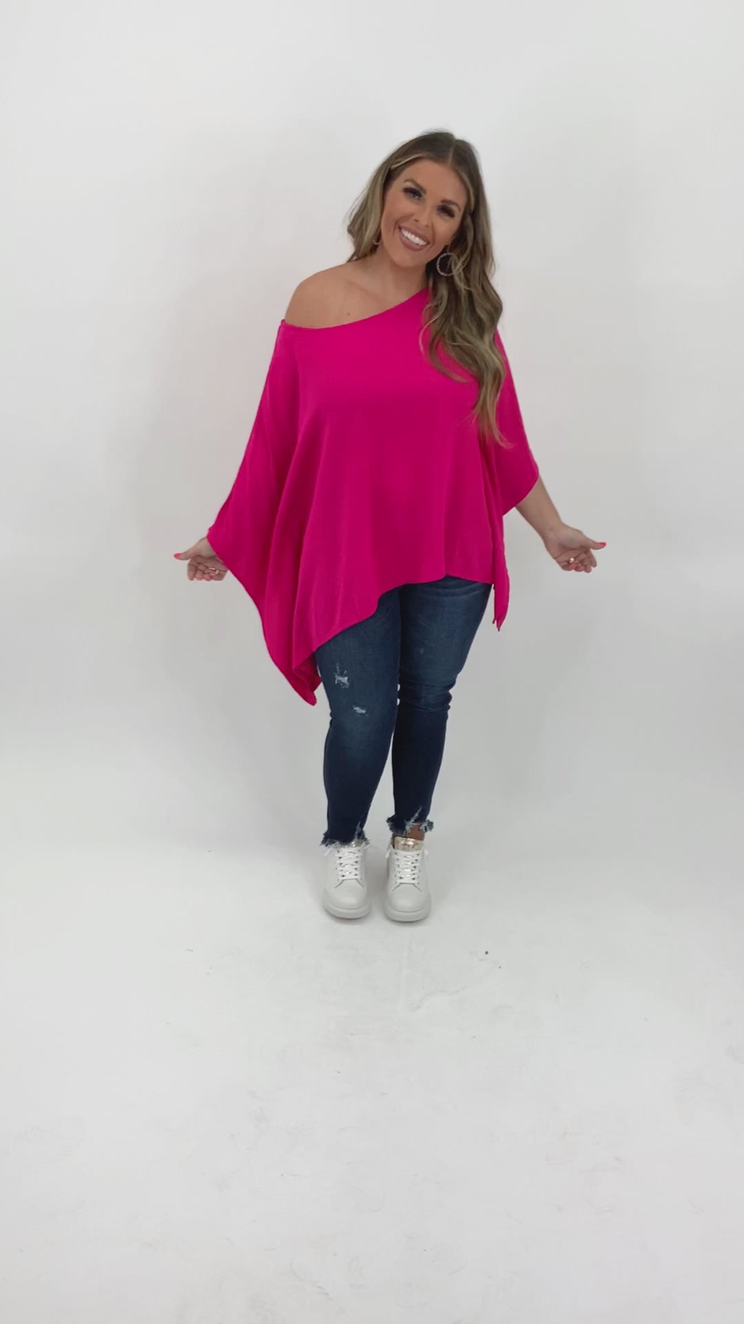 Level Up Dolman Sleeve Top, Hot Pink