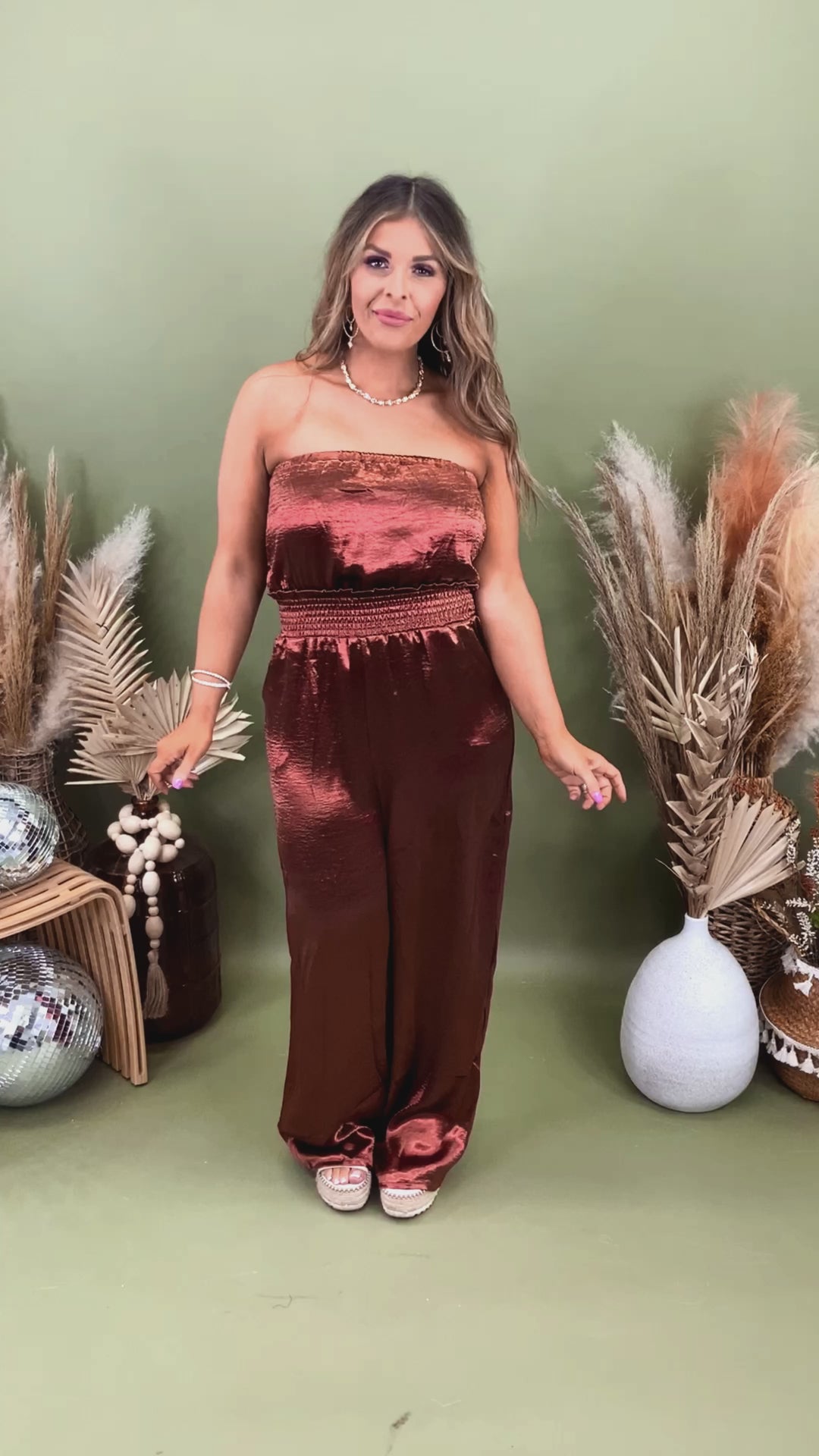 Here To Impress Satin Jumpsuit, Copper