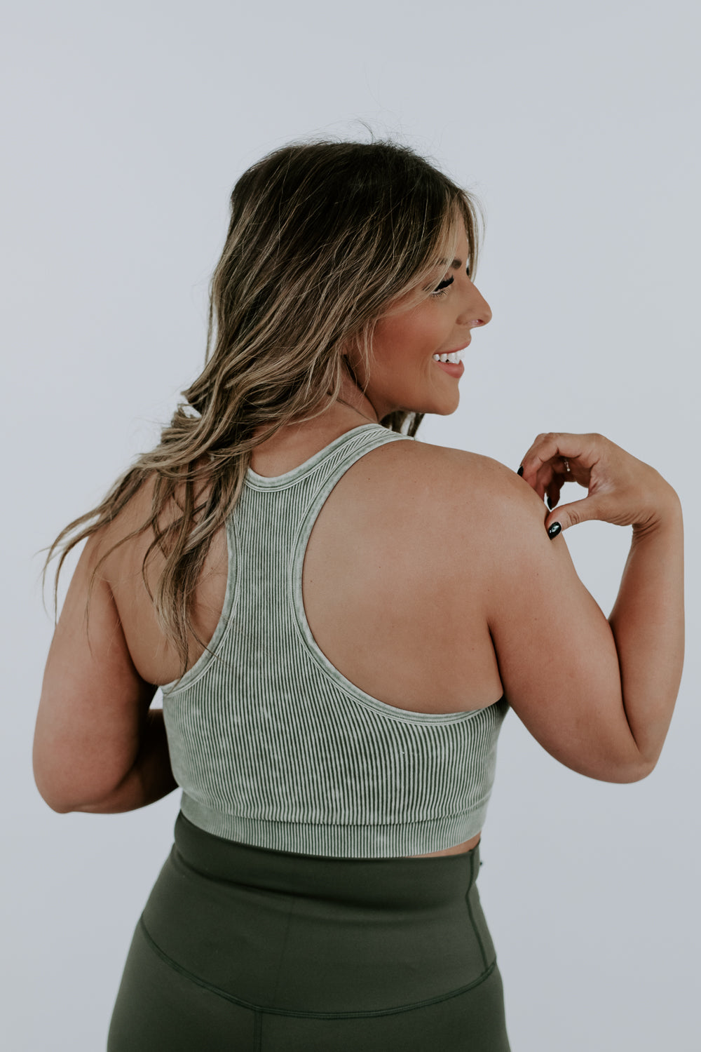 Daily Wear Cropped Tank, Ash Olive