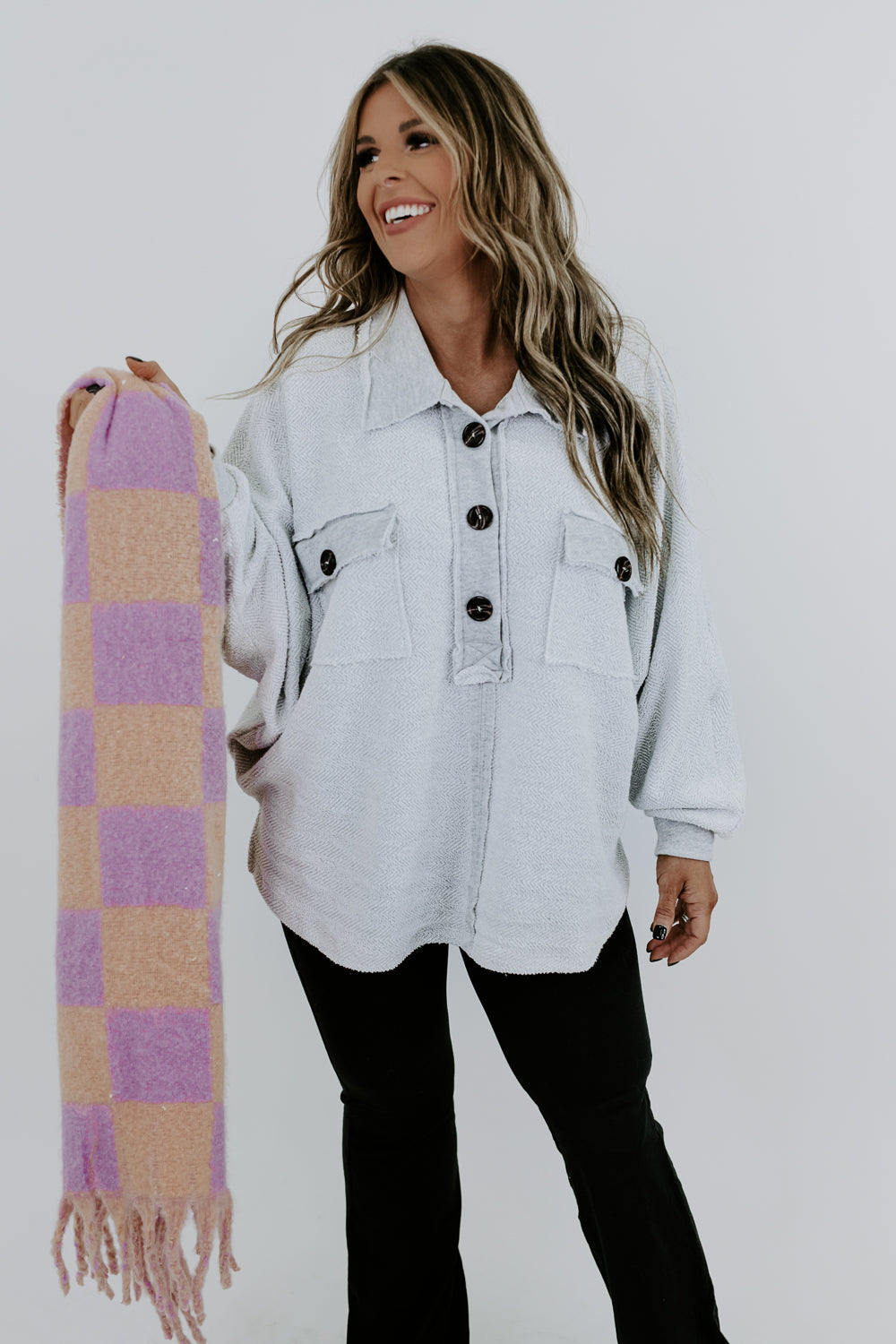 Here To Chill Knit Top, Heather Grey