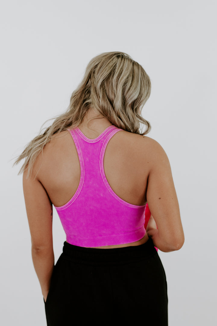 Daily Wear Cropped Tank, Neon Pink