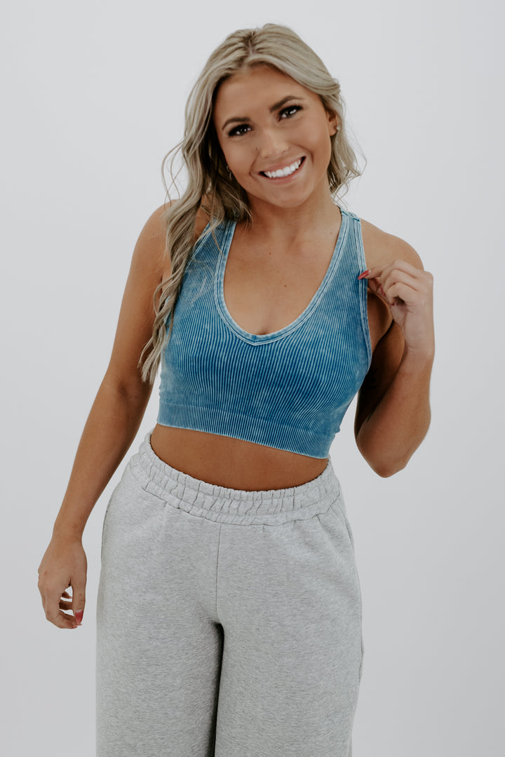 Daily Wear Cropped Tank, Teal