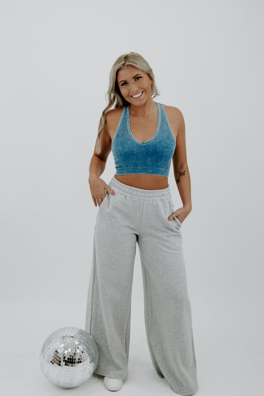 Daily Wear Cropped Tank, Teal