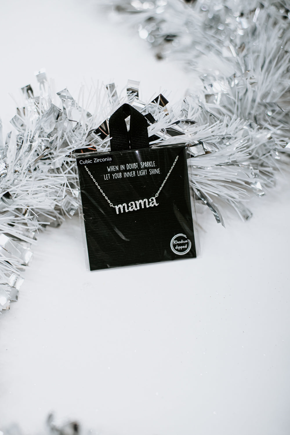 Let Your Light Shine Mama Necklace, Silver