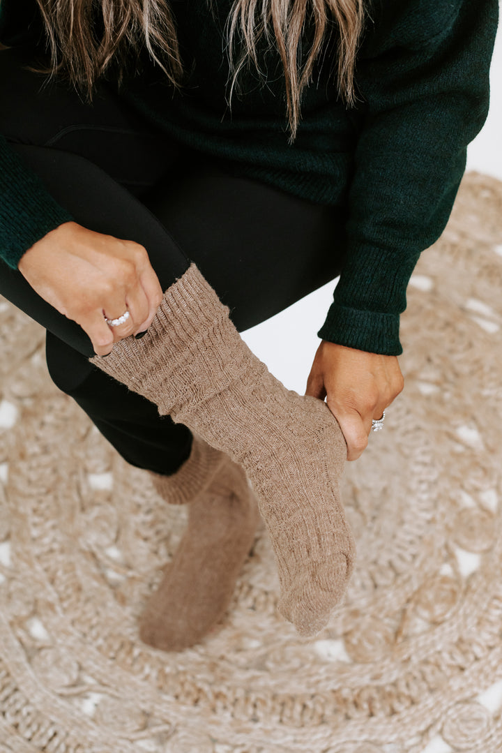 Essential Cable Knit Sock, Camel