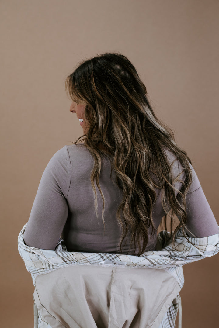 Double Layered Long Sleeve Crop , Mocha