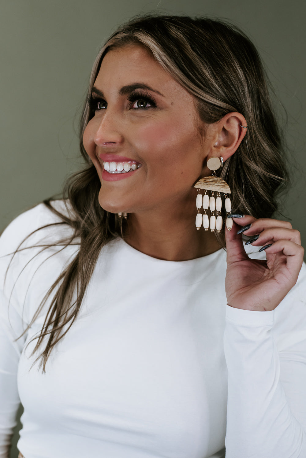 A Total Moment Beaded Earring, Ivory
