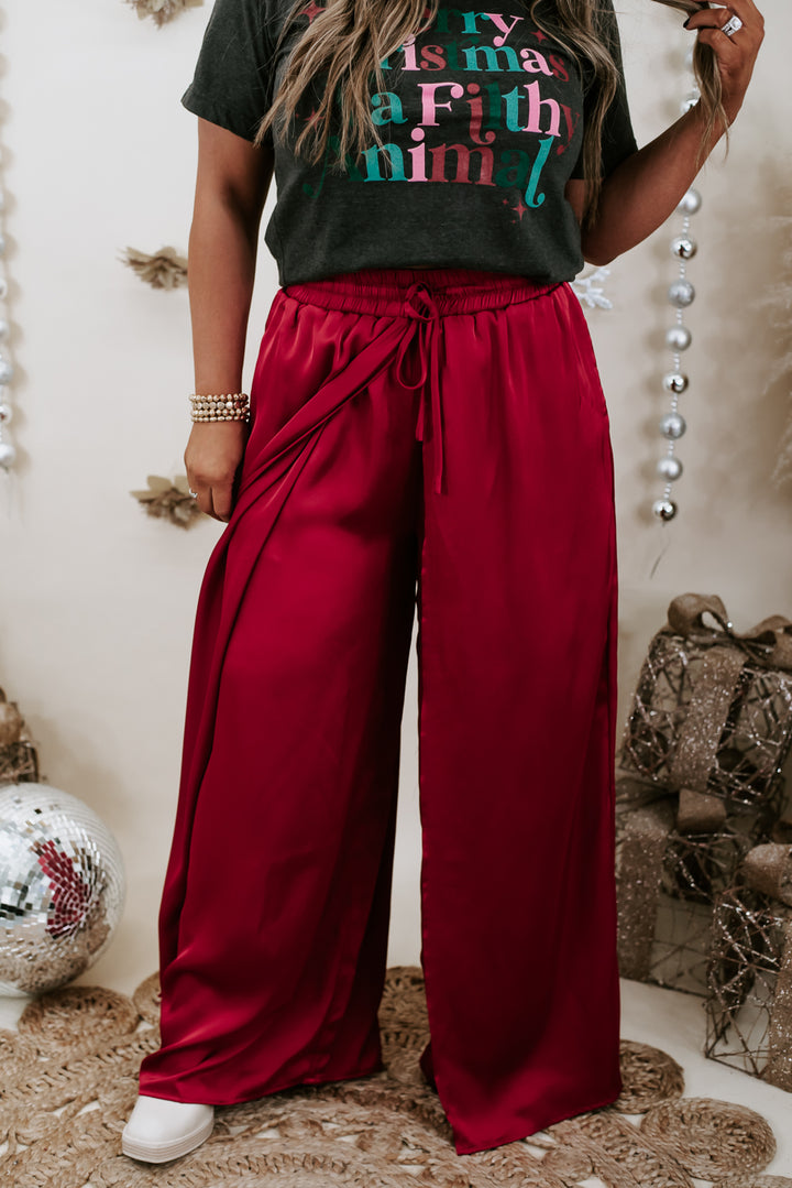 Step Out Satin Pant, Red