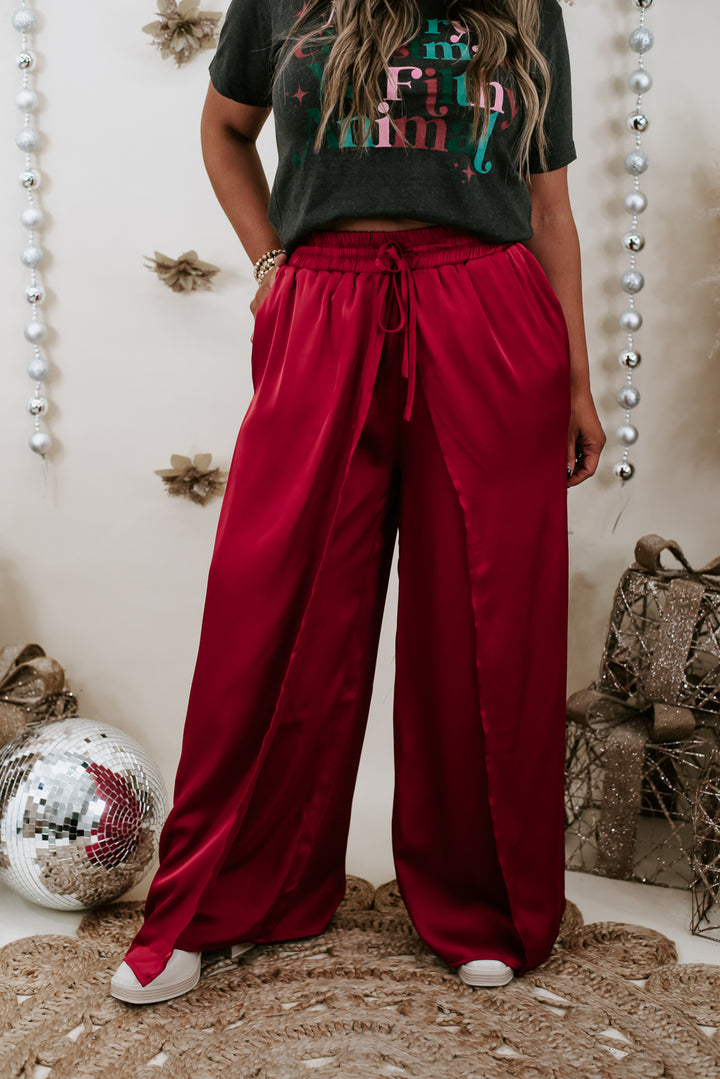 Step Out Satin Pant, Red