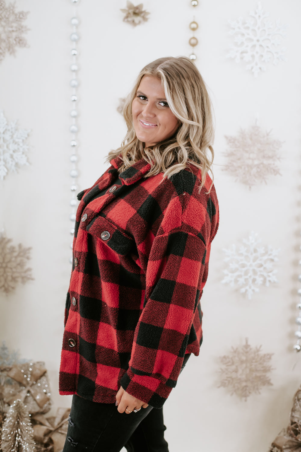 Cabin Cozy Button Up Jacket , Red