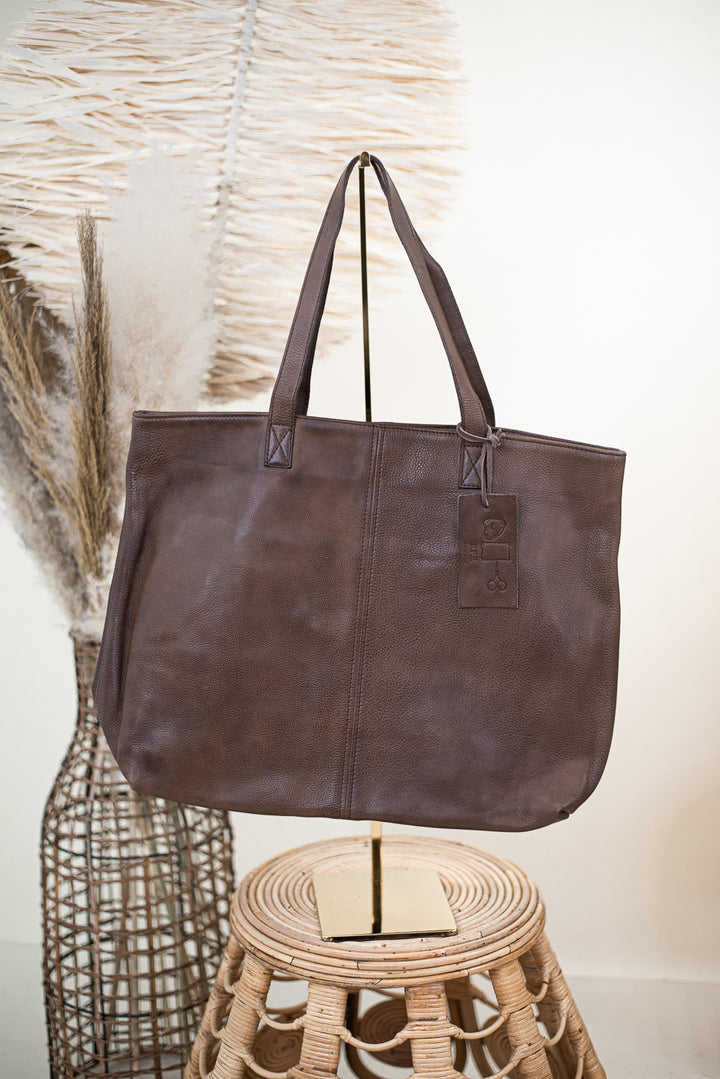 Phoenix Large Leather Shopper Bag, Brown