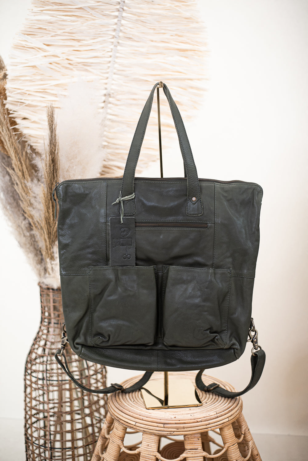 convertible leather tote backpack Saddle Up Convertible Tote/ Backpack , Olive