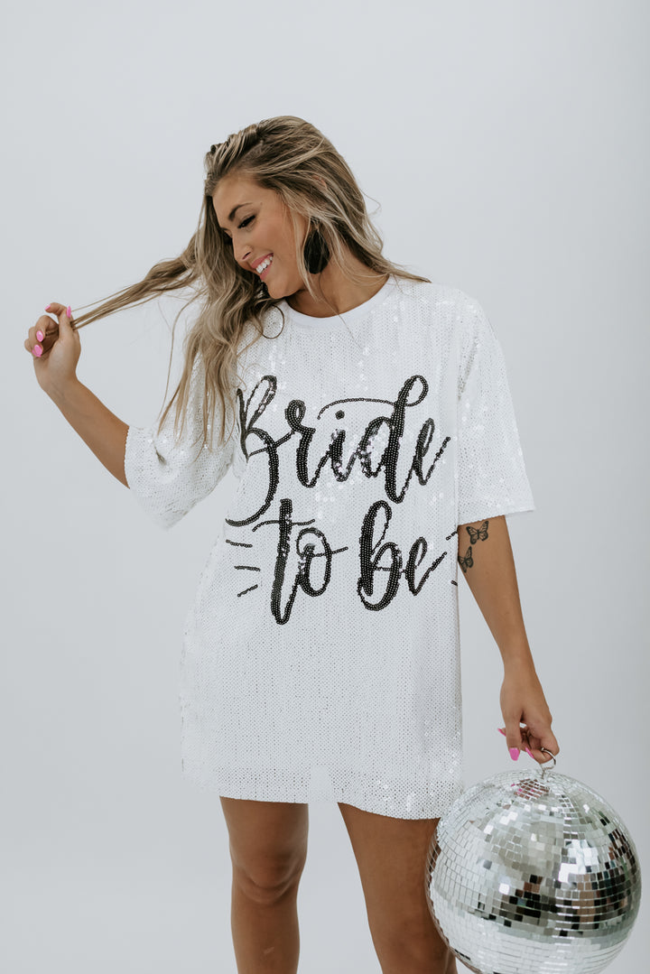 Bride To Be Sequins Dress, White