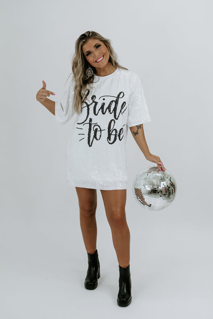 Bride To Be Sequins Dress, White